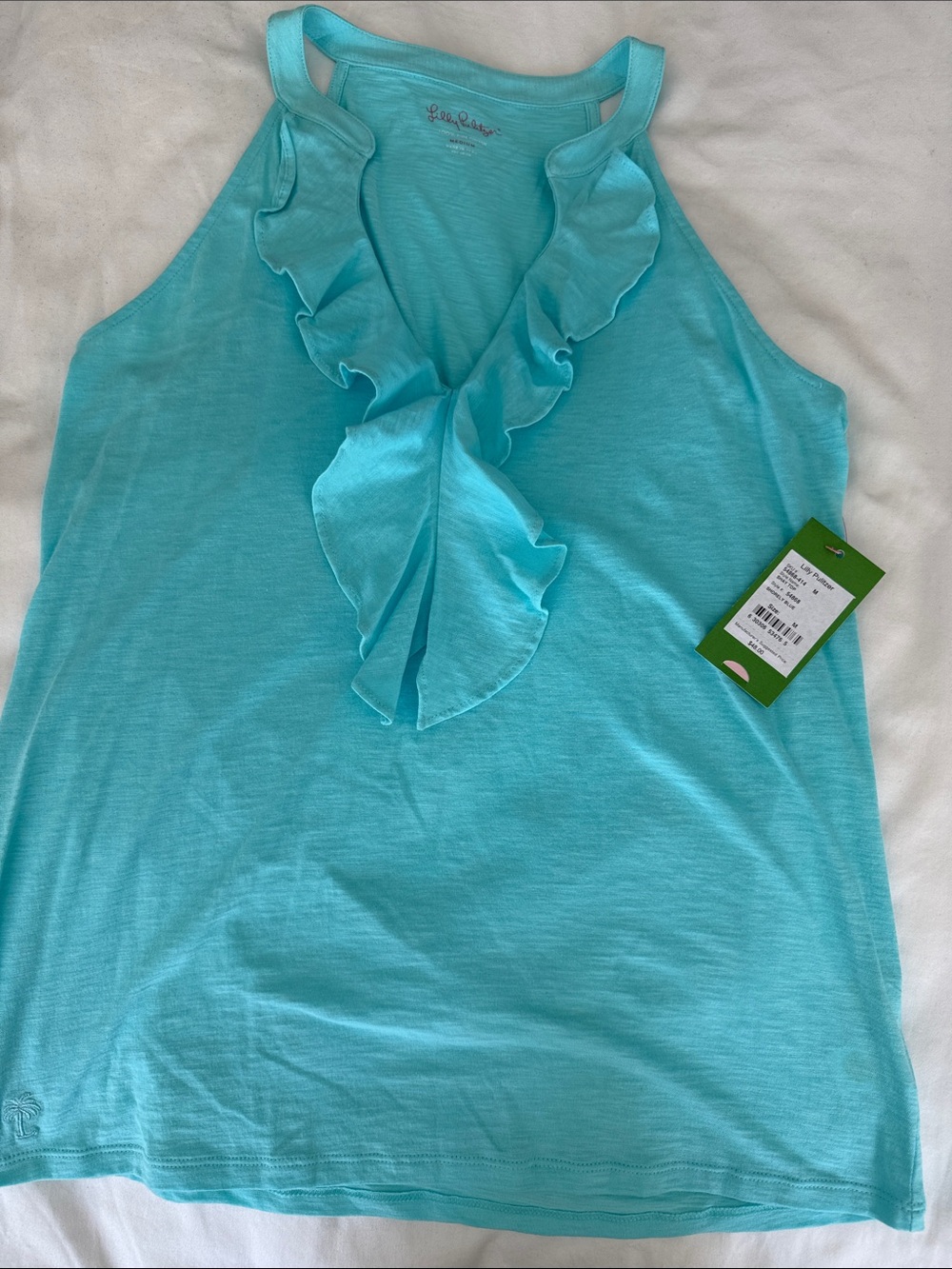 Lilly Pulitzer Aqua Ruffle Halter Tank